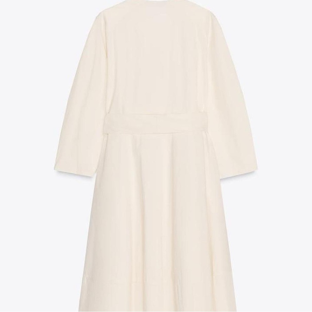 Zara Cream Long Sleeve Sundress V-Neck - Picture 3 of 5